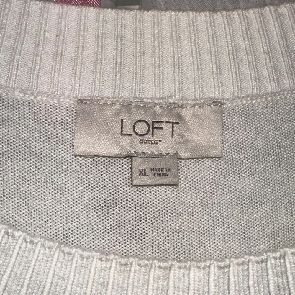 LOFT XL Crew Super Soft Lightweight Knit Cotton Blend Pullover Stripe Sweater